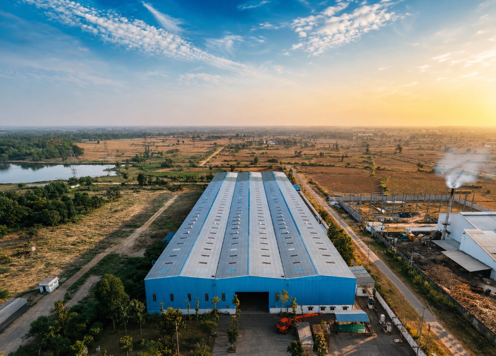 Aerial view of Bobbili steel fabrication complex